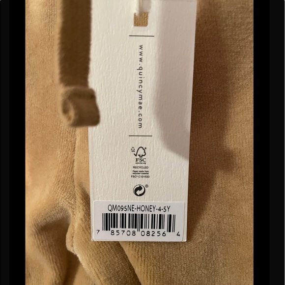 ⚡️NWT! 4T/5T QUINCY MAE ORGANIC VELOUR SWEATPANTS (Honey) - Picture 4 of 6